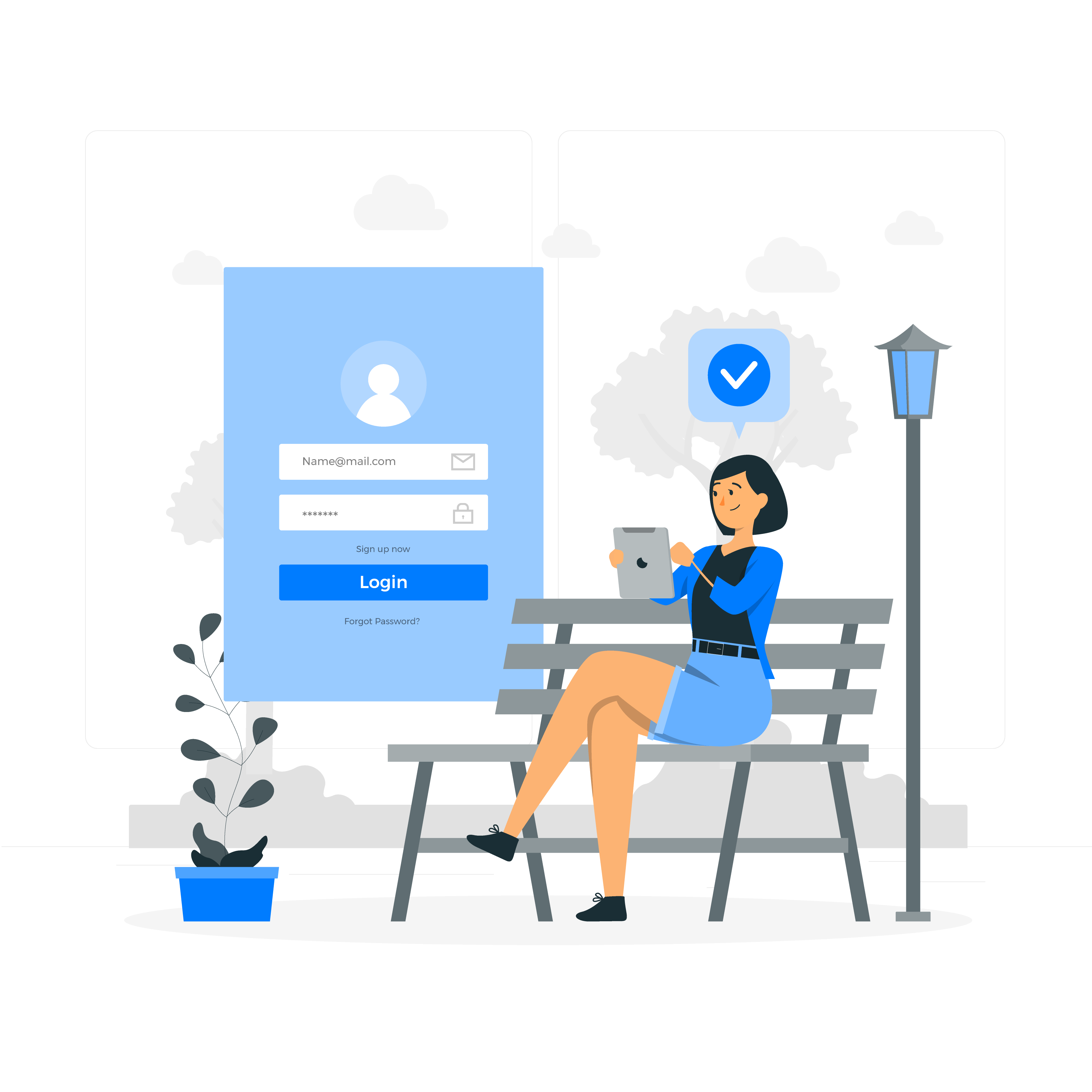 Illustration of person logging in